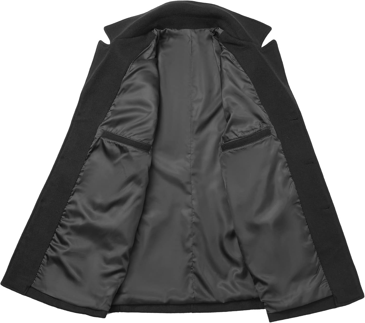 Stylish Men's Winter Double Breasted Belted Pea Coat - Warm Woolen Jacket for Outdoor Adventures