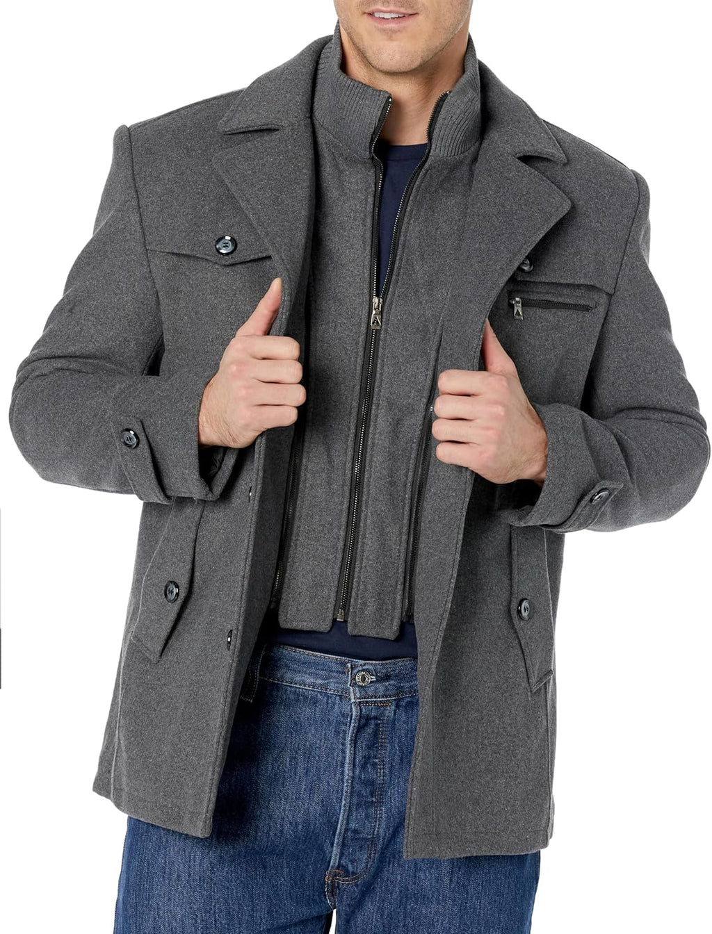 Elevate Your Winter Wardrobe with Our Slim Fit Men's Wool Pea Coat - Stylish, Comfortable, and Perfect for Any Occasion