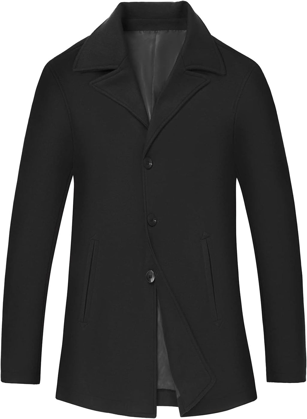 Stylish Men's Winter Double Breasted Belted Pea Coat - Warm Woolen Jacket for Outdoor Adventures