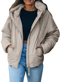 Cozy and Stylish Womens Plus Size Hooded Puffer Jacket - Lightweight Cropped Coat with Pockets for Winter Adventures