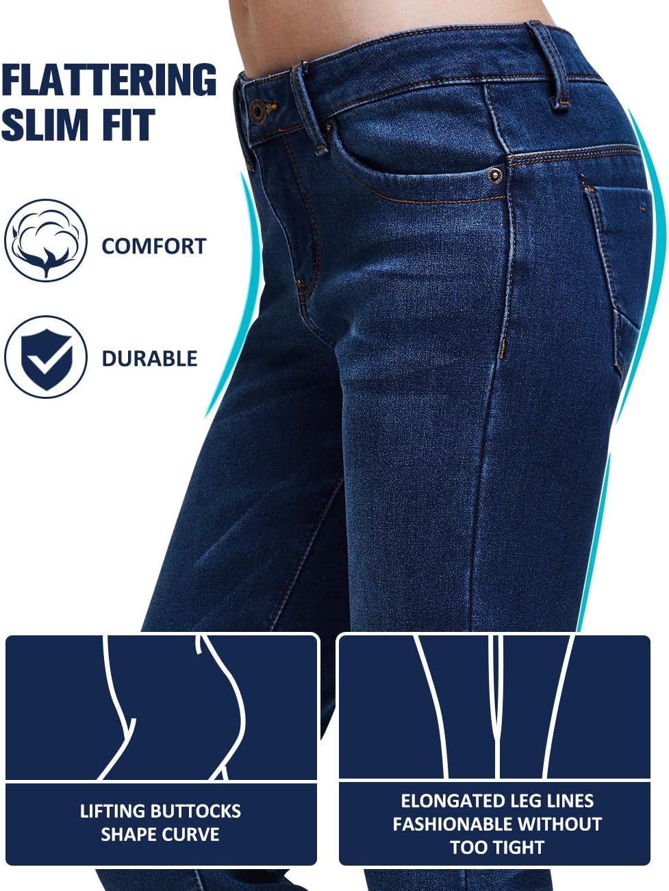 -Fleece-Lined-Jeans-Women-Winter Jeans Warm Pants Thermal Denim Jeggings Slim Fit Mid Rise Stretch