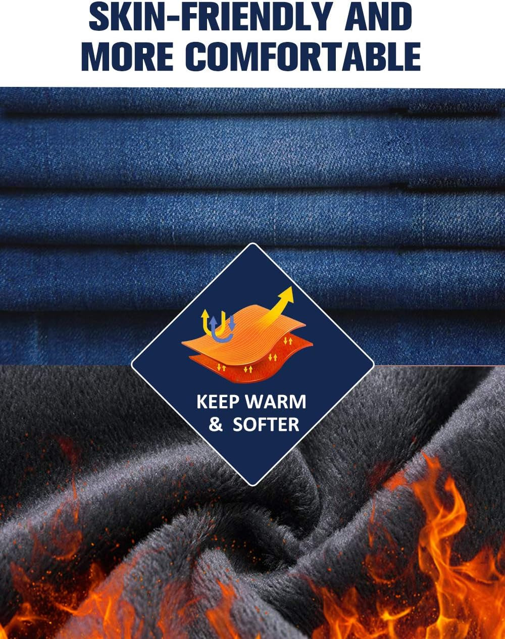 -Fleece-Lined-Jeans-Women-Winter Jeans Warm Pants Thermal Denim Jeggings Slim Fit Mid Rise Stretch