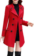 Elevate Your Wardrobe with Our Elegant Red Women’s Woolen Double Breasted Coat – Perfect for Work and Office Chic!