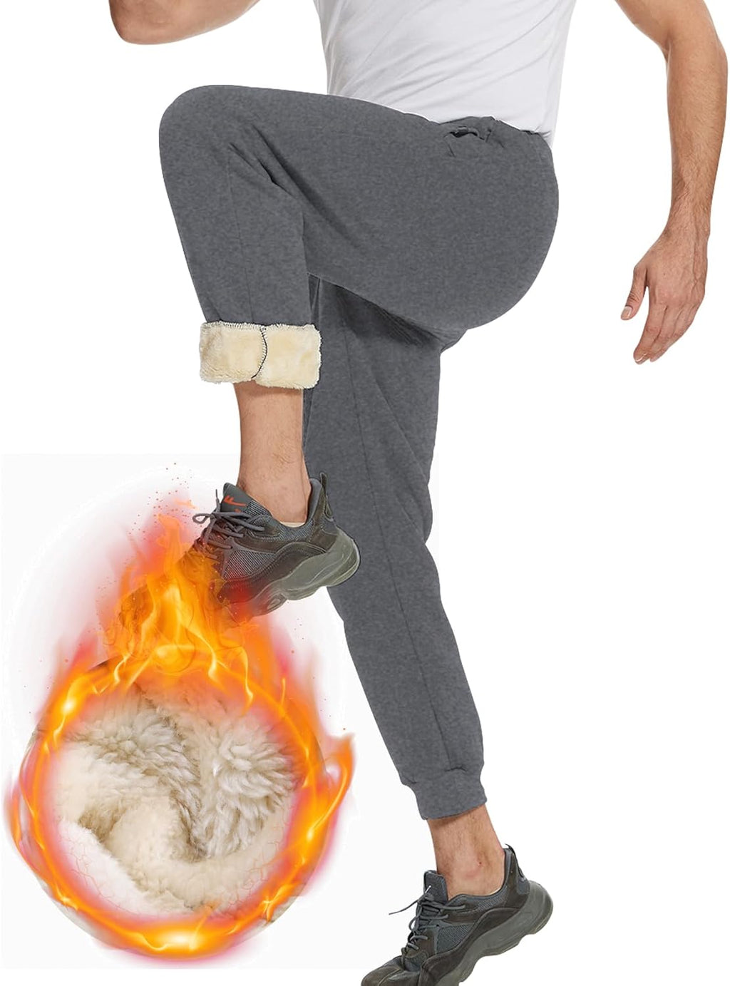 Fleece Joggers Pants for Men Winter Active Running Sherpa Lined Sweatpants