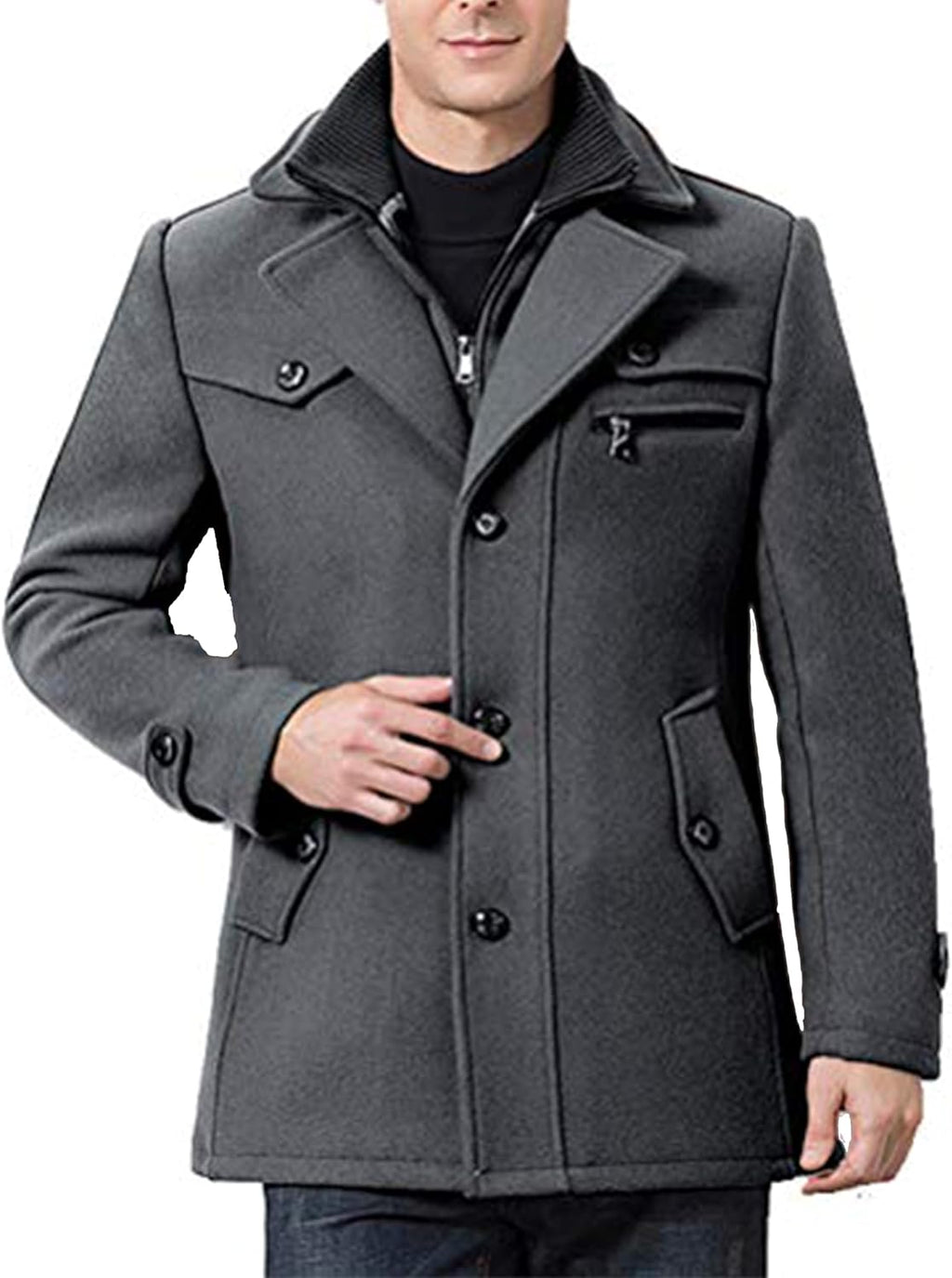 Elevate Your Winter Wardrobe with Our Slim Fit Men's Wool Pea Coat - Stylish, Comfortable, and Perfect for Any Occasion
