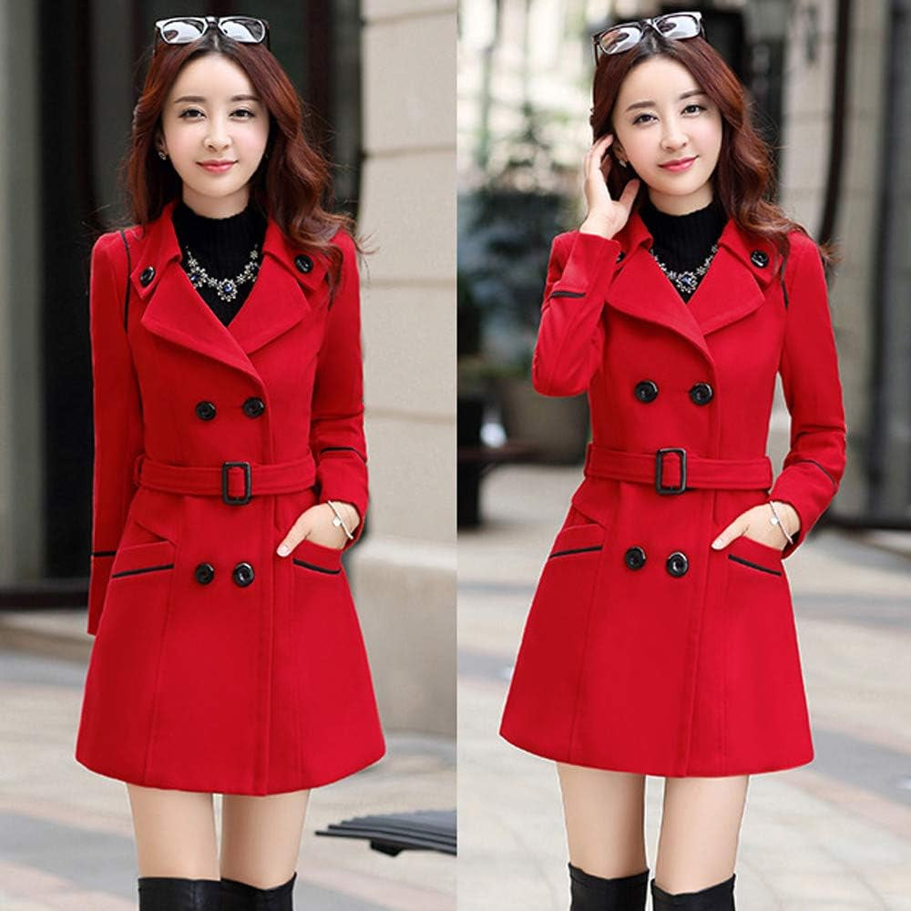 Elevate Your Wardrobe with Our Elegant Red Women’s Woolen Double Breasted Coat – Perfect for Work and Office Chic!