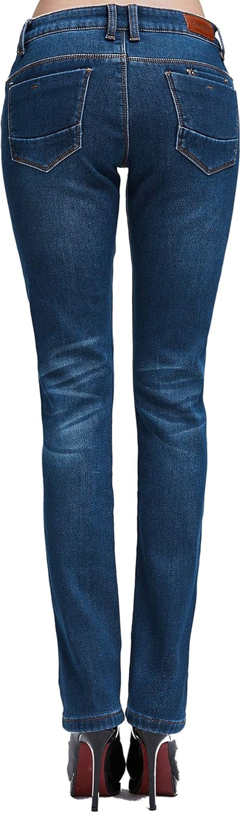 -Fleece-Lined-Jeans-Women-Winter Jeans Warm Pants Thermal Denim Jeggings Slim Fit Mid Rise Stretch