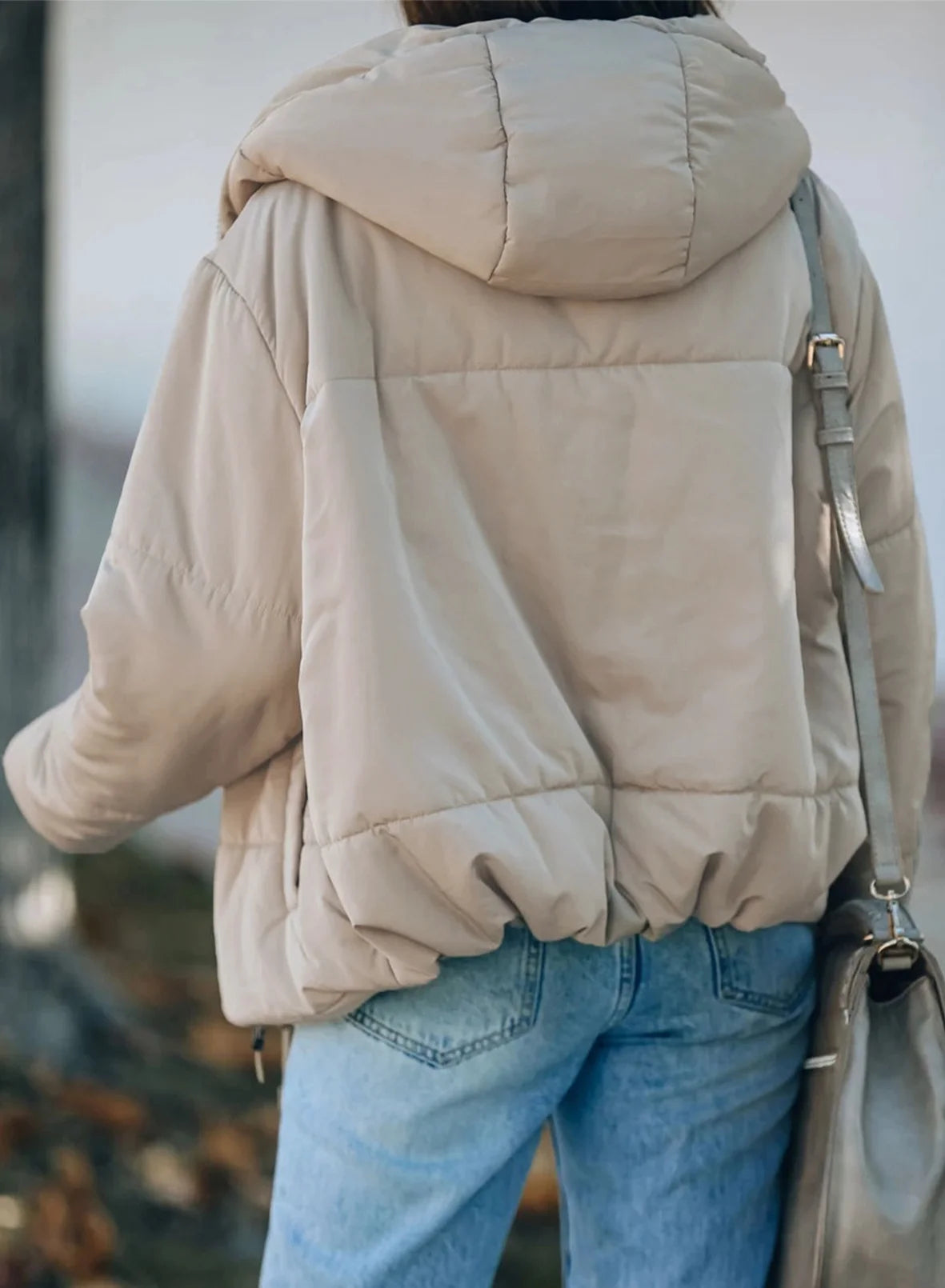 Cozy and Stylish Womens Plus Size Hooded Puffer Jacket - Lightweight Cropped Coat with Pockets for Winter Adventures